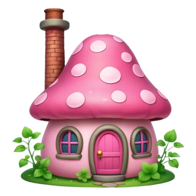 Pink girly mushroom house covered in vines sticker