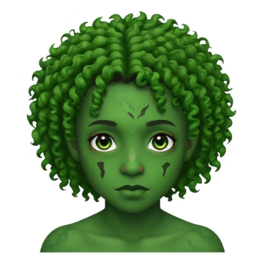 Faça um personagem negro com cicatrizes no rosto deixe o cabelo crespo e a pele verde sticker