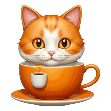 cat with tea with tea sticker