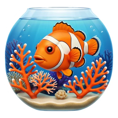 Clown fish with coral in an aquarium sticker