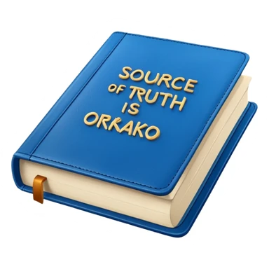 Blue book on which one it writes: Source of truth is Orako.
Similar to the first one where it writtes Orako Truth, while it needs to write all Source of truth is Orako sticker