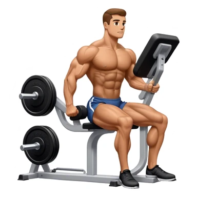 side-view bodybuilder seated weighted calf-raise machine sticker