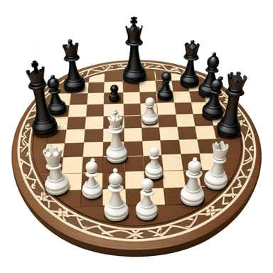 A chessboard with a few strategically placed pieces, including a king, queen, and pawns. The scene highlights the classic black and white squares of the board, emphasizing strategy and thoughtfulness in the game of chess. sticker
