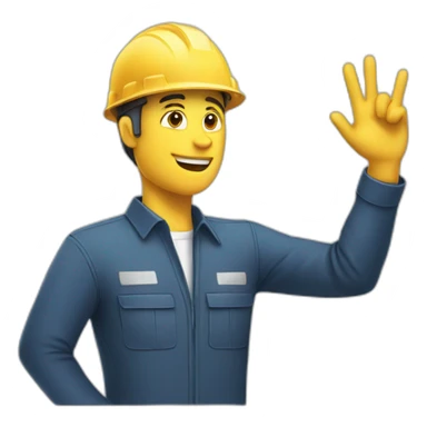person with safety helmet hand finger like sticker