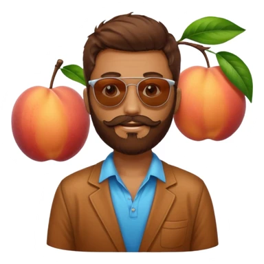 Créer emoji de un homme derrière une pêche avec un lit homme brun avec une barbe  et un lit  sticker