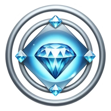 silver diamond that is transparent, glowing and spining sticker