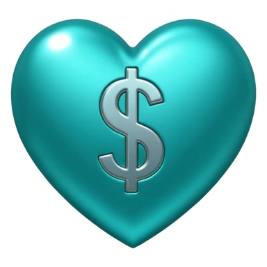 Teal heart with several dollar signs sticker