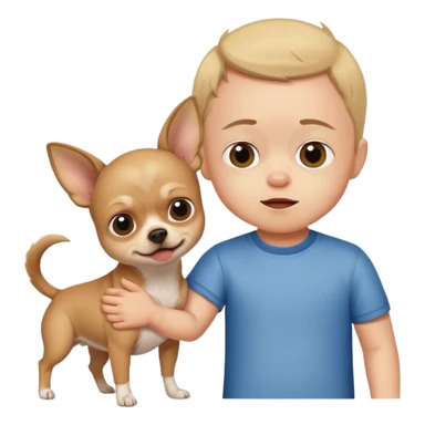 A child with Down syndrome beating a Chihuahua sticker