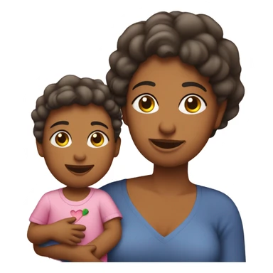 Mamá con su bebé y un corazón sticker