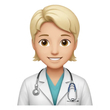 androgynous medium tone skin physician, NO stethoscope around neck sticker