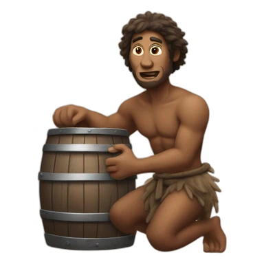 primitive man holds a barrel of oil in his hands sticker