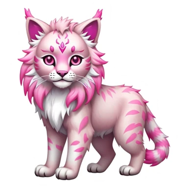 White and pink Fairy-type Bobcat-Lynx-Lion-Fakémon full body sticker