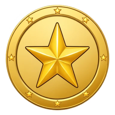 Gold star coin emoji in a circle sticker