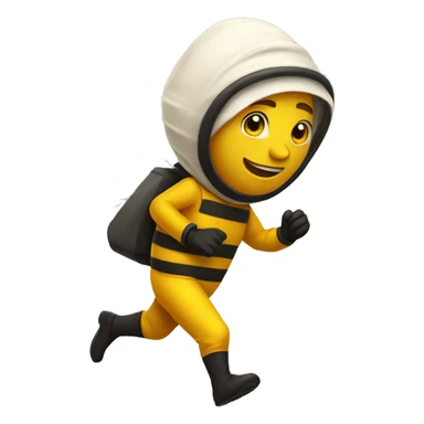 a man in a bee keeper suit running sticker