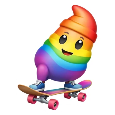 rainbow Poop emoji skateboarding  sticker