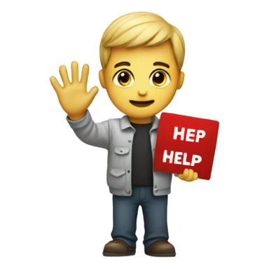 Person holding sign saying help sticker