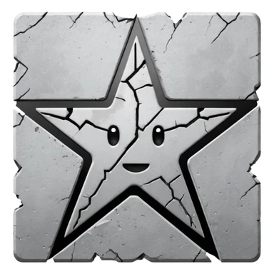 Minimalist emoji-style sticker of a cracked Walk of Fame star with a faint claw mark coming from below, grayscale and ash tones


 sticker