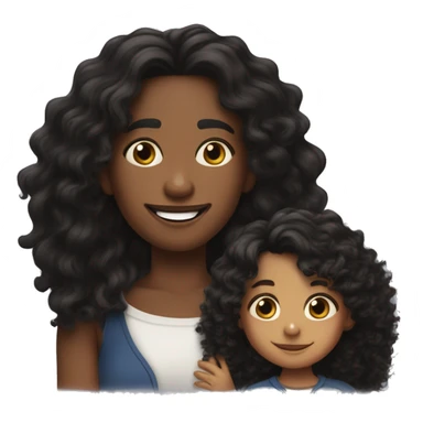 “Draw me with my 4-year-old son. I am a Colombian woman with long, naturally wavy black hair. My son is mixed French, Congolese, and Colombian. His skin is slightly darker than mine. He has curly hair on top and shorter hair on the sides.” sticker