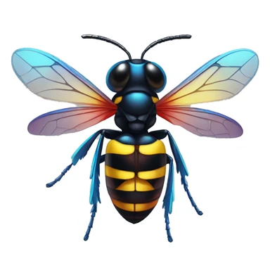 German black red yellow Wasp blue iridescent wings sticker