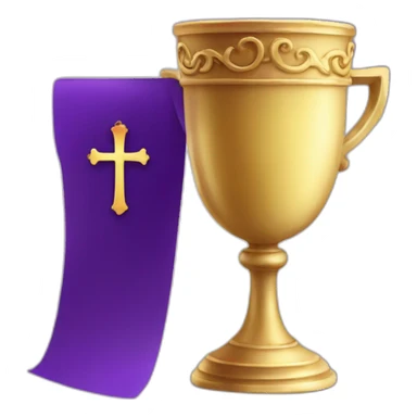 royal empty Christian cup for the winner with a cross on royal background sticker