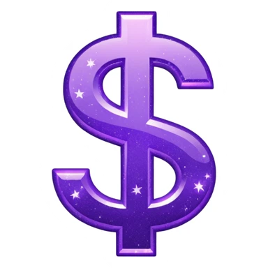 symbol money $ glitter purple sticker