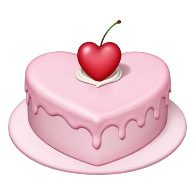 Light pink heart with detailed cake frosting and a cherry on top sticker