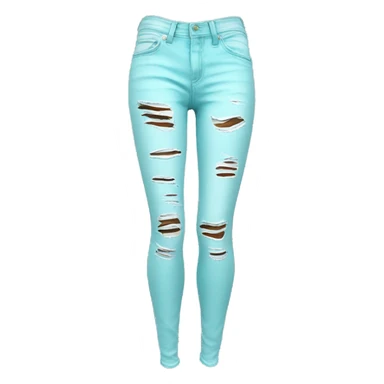 Realistic isolated pair of pastel tiffany blue ripped jean jeggings. sticker