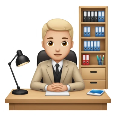 employee sitting at a desk sticker