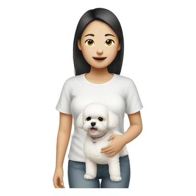 Asian girl with bichon sticker