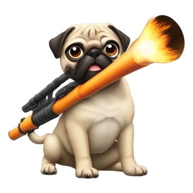 Pug shooting a bazooka  sticker