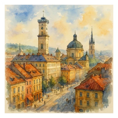 watercolor style Lviv sticker