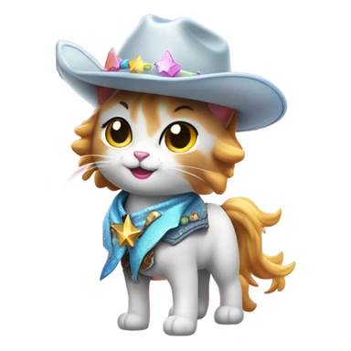 Kitty Cat Cowgirl unicorn sticker