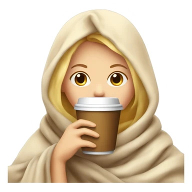 girl blond inside a blanket sipping coffee eyes closed sticker
