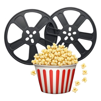 Film reel with popcorn sticker