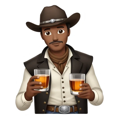 black and white cowboy holding a glass of whiskey sticker