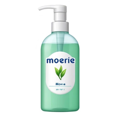 shampoo bottle with name "Moerie" sticker