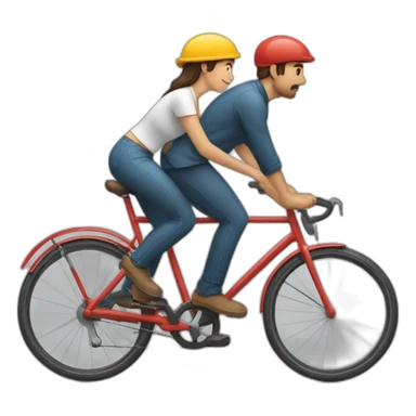 hombre y mujer montando en una bicicleta cada uno separados sticker