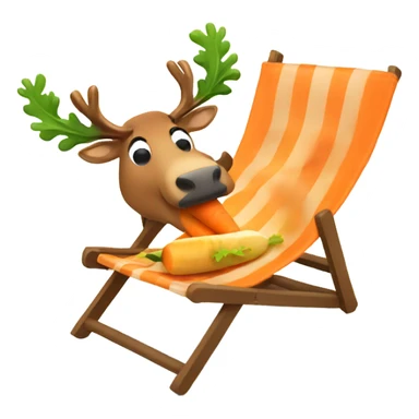 A reindeer eating a carrot in a sun chair  sticker