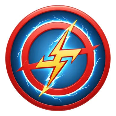 Red and blue lightening in a circle shape with effects like real lightening  sticker