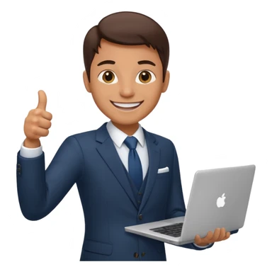 working laptop person suit happy thumbs up sticker