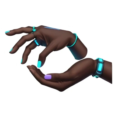 Neon cyberpunk style 
male hand holding female sticker