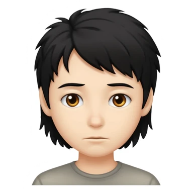 Cabelo bagunçado meio pequeno preto com cor de pele branca sticker