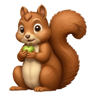 a squirrel in Apple emoji style, with its hand under its chin in a classic thinking pose, eyes looking up, and a dreamy, thoughtful expression, clearly looking like it is deep in thought sticker