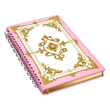 Notebook rococo style, gold and pink and white. angled view sticker