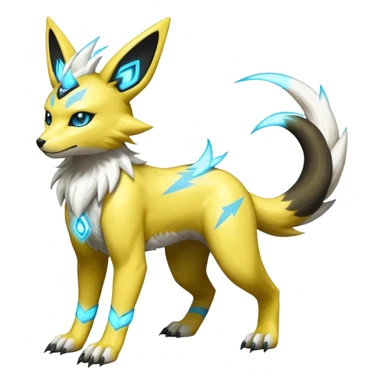 Shiny cyan yellow white electric Zeraora-Renamon-Electrike-Umbreon-Lombax-Weregarurumon-fusion-creature (full body sticker