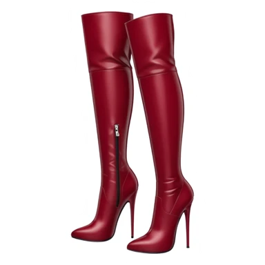 burgundy red latex knee high heel boots sticker