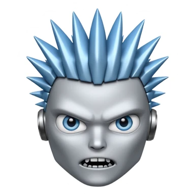 Robot emoji with a "Karen" haircut and angry facial expression, make it look comically robotic (closer to Robot than Human) sticker