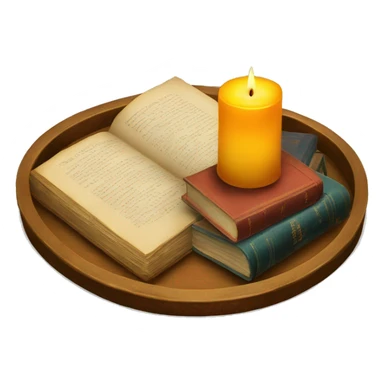 vintage tray with books and candle sticker
