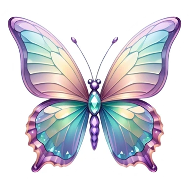 Pastel sparkly iridescent glass crystal butterfly sticker