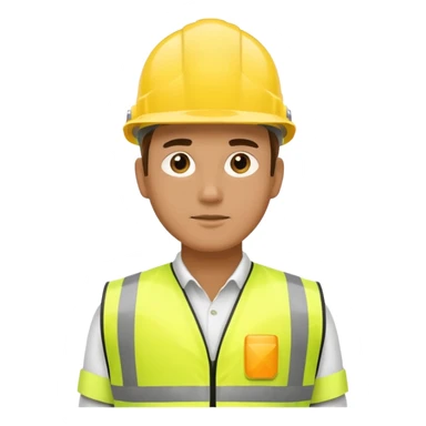 Guy with yellow reflective vest and white protection helmet sticker